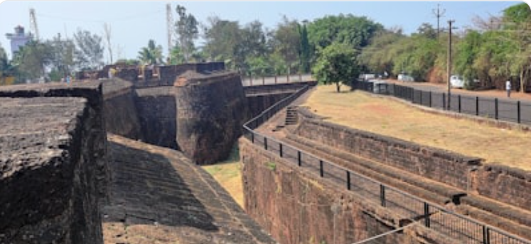 Aguada Fort stone walls with ocean view