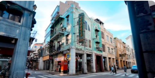 Colorful Portuguese colonial buildings in Goa